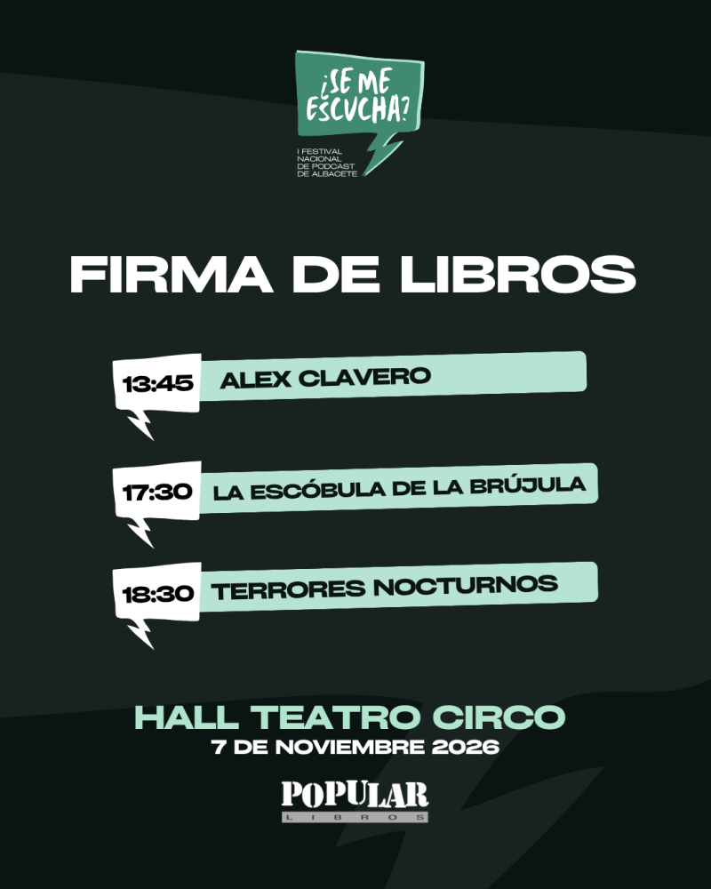 Firma de libros en el Festival Nacional de Podcast ¡Se Me Escucha!