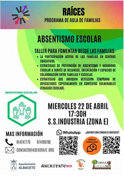 Prevención del absentismo escolar: Taller de parentalidad para familias