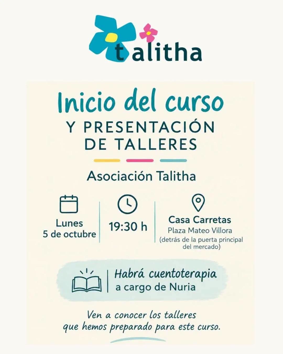 Inicio de curso y presentación de talleres — Asociación Talitha