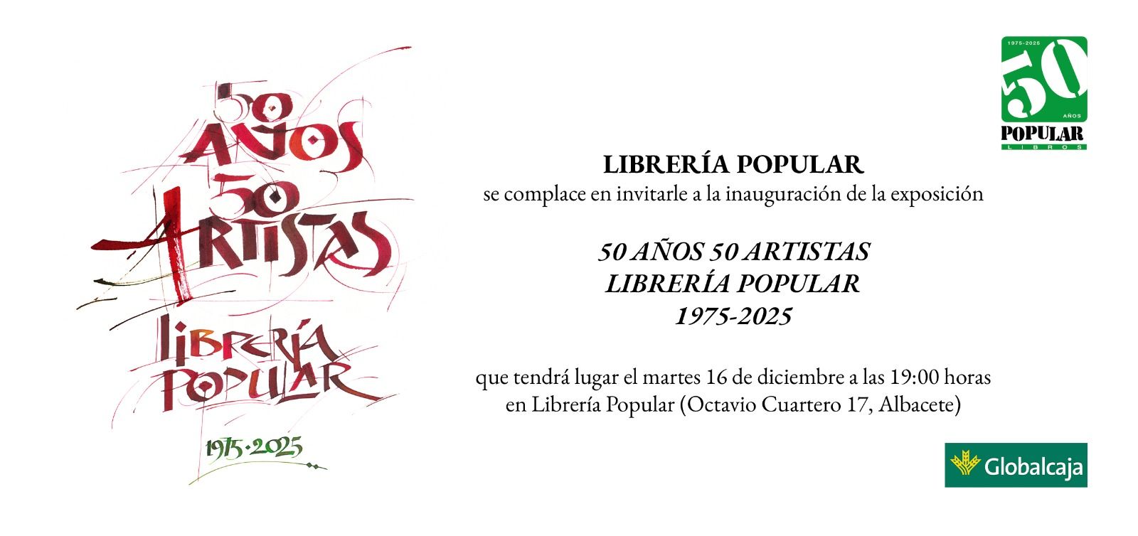 50 AÑOS 50 ARTISTAS LIBRERÍA POPULAR 1975-2025