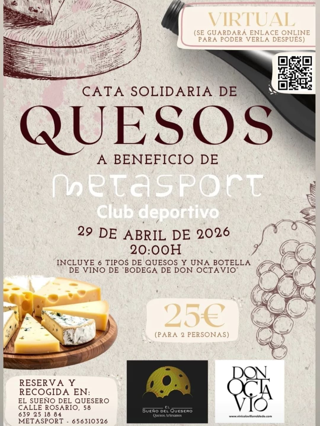 Cata solidaria virtual de quesos a beneficio de Metasport
