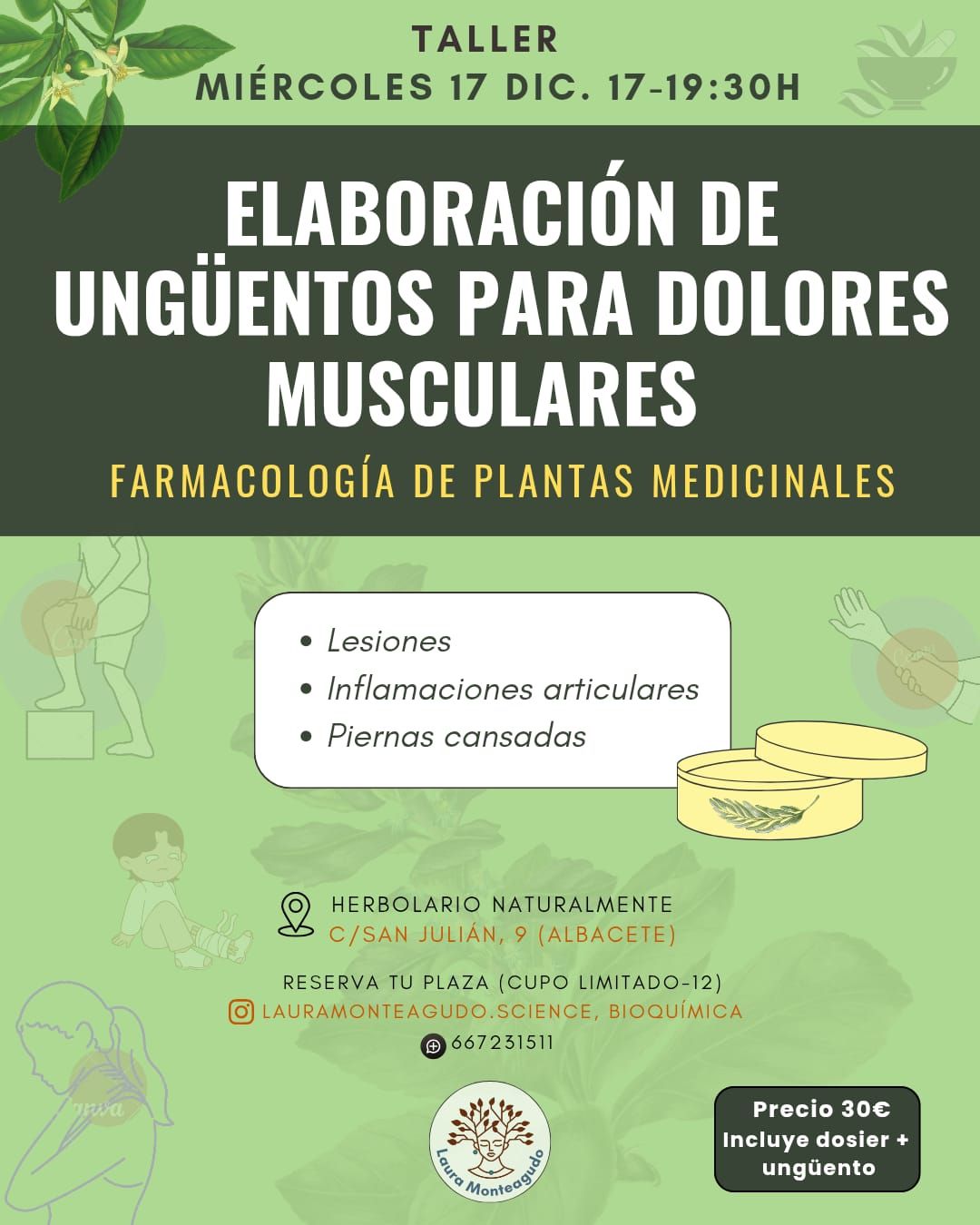 Elaboración de ungüentos para dolores musculares